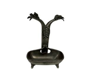 Vintage Arthur Court Pewter Grape Vine Toothpick Holder Catchall Tray Figural Table Decor