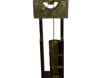 Vintage Decorative Clock With Sun Motif Brass Tone & Wood Construction Vintage Decorative Clock With Sun Motif Brass Tone & Wood Construction