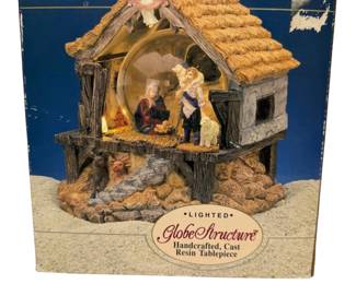 1993 GlobeStructure Lighted Nativity Snow Globe Tablepiece In Original Box