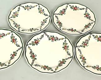 Set Of Five Royal Doulton Floral Dessert Plates Fine English Bone China