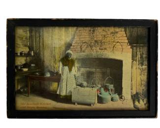 Antique Framed "Old Southern Kitchen And Negro Mammy" Print, 6" X 4"