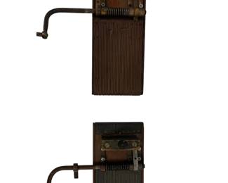 Pair Of Antique Wooden Foot Pedals With Iron Crank Mechanisms