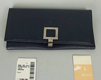 Bally Navy Blue Leather Women's Wallet New Old Stock With Original Tags