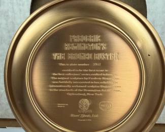 Frederic Remington "The Bronco Buster" Limited Edition Bronze Collector Plate With COA