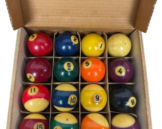 Vintage Belgian-Made Full Billiard Ball Set With Original Box