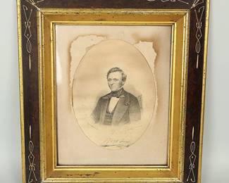 Rare Vintage Lithograph Portrait Of Aaron Burr After Original Daguerreotype By Chase Framed Historical Print