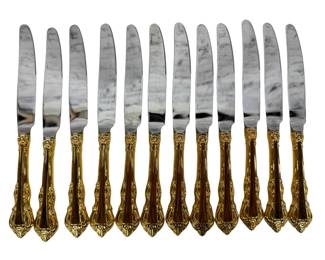 Community Gold Finish Stainless Flatware Set 24 Pieces Japan 12 Knives 12 Dinner Forks