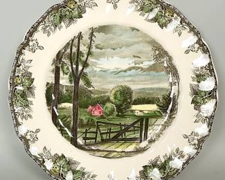 Vintage Johnson Brothers Scenic Dinner Plate English Transferware, Circa 1950s