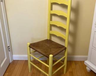 292 yellowladderbackchairwithrushseat