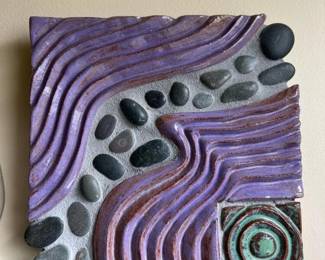 016 signedabstractceramicwallartpanel