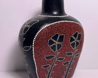 006 decorativeblackfloralpaintedvase