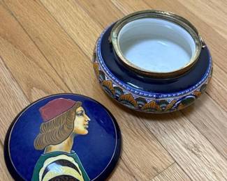 336 paintedceramicliddedbiscuitjar