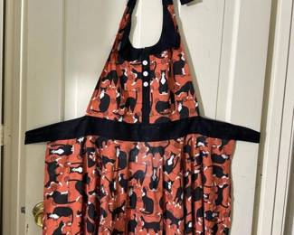 175 vintagecatprintapronwithblacktrim