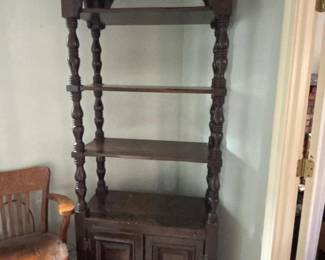 019 darkwoodcabinetbookcasewithturnedc
