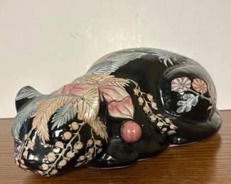 248 floralceramicsleepingcatfigurine