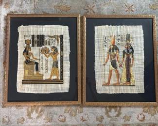 185 pairofframedegyptianpapyruspainting