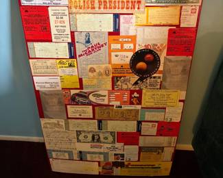 Super Cool Art Collage…vintage concert tickets, Vegas, bumper stickers, Polish