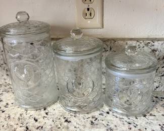  Circleware Rooster Clear Glass Canister Set 