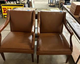 (2) Matching Leather Chairs