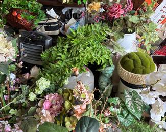 Silk/ artificial plants of all types and sizes and other garden decor
