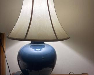Set of four mid century blue lamps