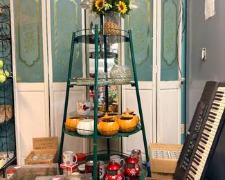 holiday ceramic containers, candle holders, keyboard