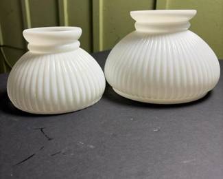 083 pairofribbedwhiteglasslampshades