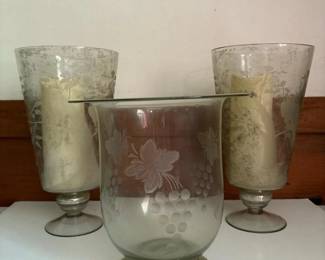 210 trioofetchedglasscandleholders