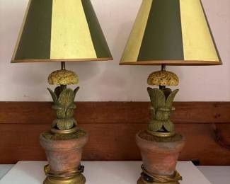 010 pairoffloraltablelampswithstriped