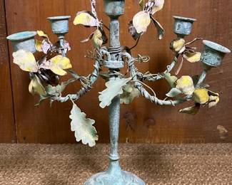 048 floralpatinatedmetalcandelabra