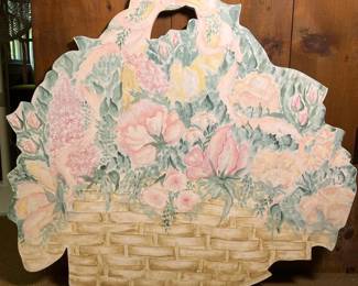 042 handpaintedfloralbasketwoodenwallh