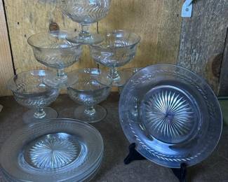 157 cutglassdessertcupsandplateswithe