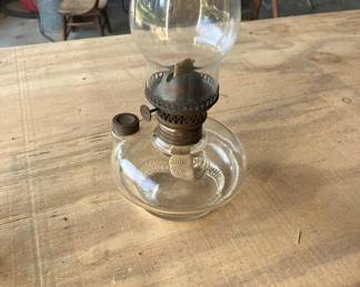 Vintage oil lamp with side oil opening 