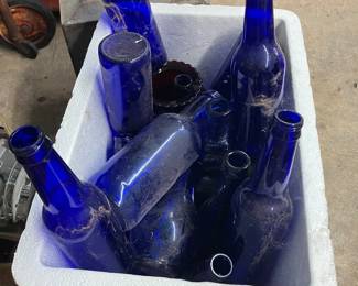Cobalt assortment of different bottles 