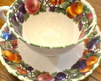 Tuscan Fine Bone China Fruit Pattern Teacup & Saucer, England