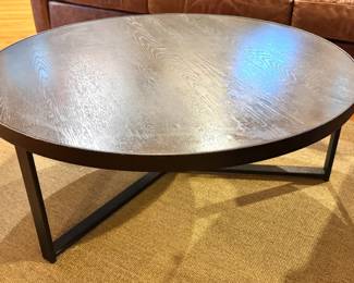 Flexsteel Large Round Contemporary Wood & Metal Cocktail Coffee Table