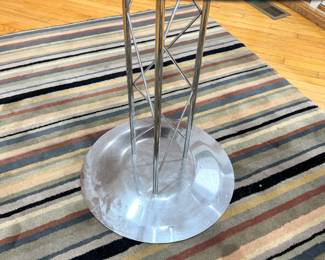 Modern Round Glass Dining Table with Chrome Architectural Pedestal Base