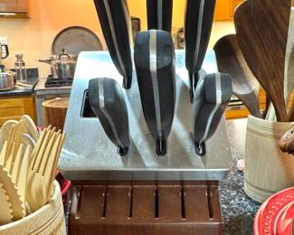 J.A. Henckels International Stainless Steel Kitchen Knife Set with Wood Storage Block