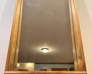 Mid-Century Modern Walnut Wall Mirror with Shelf