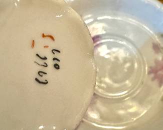 Hand-Painted Floral Porcelain Teacup & Saucer with Gold Trim