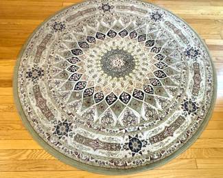 Unique Loom Nain Collection 5' Round Green Persian-Style Medallion Area Rug, Design 1531