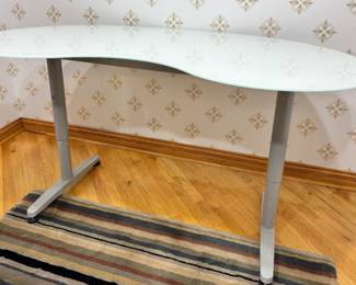 Adjustable Height Curved Frosted Glass Office Desk