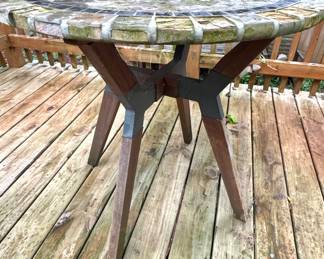 Round Mosaic Stone Tile Outdoor Patio Accent Table