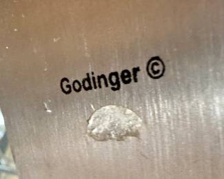 Godinger Aluminum Boat-Shaped Serving Bowl with Wooden Salad Utensils