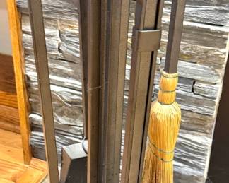 Hand-Forged Wrought Iron Fireplace Tool Set with Stand, 5-Piece