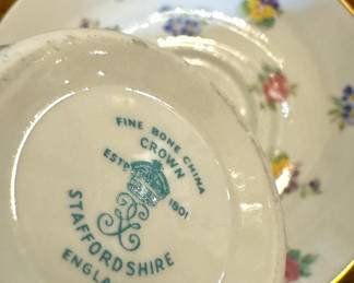 Mixed European Fine Bone China Teacup & Saucer Collection — Royal Grafton England, Schumann Arzberg Germany, Crown Staffordshire England & Switzerland