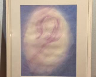 Framed Abstract Human Ear Anatomy Art Print in Pastel Tones