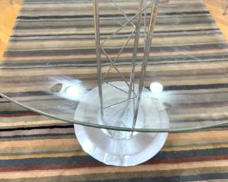 Modern Round Glass Dining Table with Chrome Architectural Pedestal Base