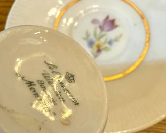 German Bavaria Floral Porcelain Teacup & Saucer with Gold Trim