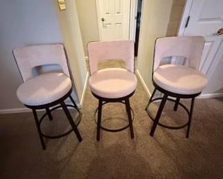 Three Metal and Upholstered Bar Stools by Amisco KBC